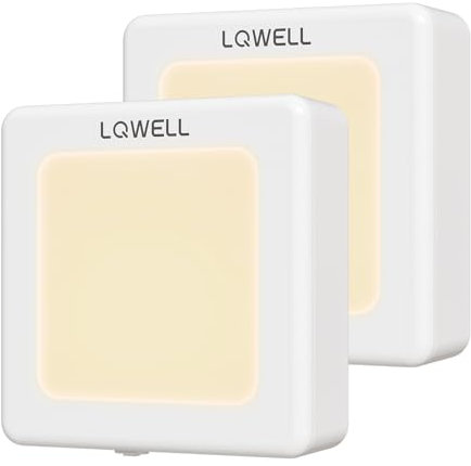 LQWELL® Nachtlicht Steckdose Faltbar mit Dämmerungssensor, Nachtlampe Einstellbare Helligkeit, Automatisch Steckdosenlicht, Orientierungslicht Warmweiß für Kinder Zimmer Gang Treppen (Weiß, 2 STK)
