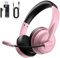 syndesmos Wireless Headset with Microphone, Adjustable Headband PC Headset, Multipoint Connect, bluetooth headphones V5.3 for Phone, Tablet, Call Center, Office, Meeting, Class, Business (Pink)