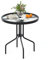 GOPLUS Mesa Jardin Redonda, 70 cm Mesa Auxiliar Exterior con Tablero de Cristal Templado, Agujero de Sombrilla de 4 cm, Marco de Metal, Mesita Bistró para Jardín, Patio, Piscina, Terraza