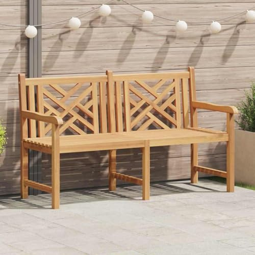 Zeehear Gartenbank Braun 150x60x90cm, Massivholz Teak, wetterfest, ergonomisch, rustikales Design für Terrasse, Balkon, Garten, langlebige Outdoor-Sitzgelegenheit