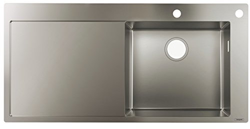 Hansgrohe 43307800 Fregadero de encastre, armarios de 60 cm, Color Acero, Plata, Ancho: 45 cm, con escurridor