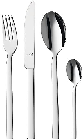 WMF Lyric Edelstahl Besteck Set 6 Personen, Essbesteck Set 24 teilig Monobloc-Messer, Cromargan protect poliert, kratzbeständig, spülmaschinenfest