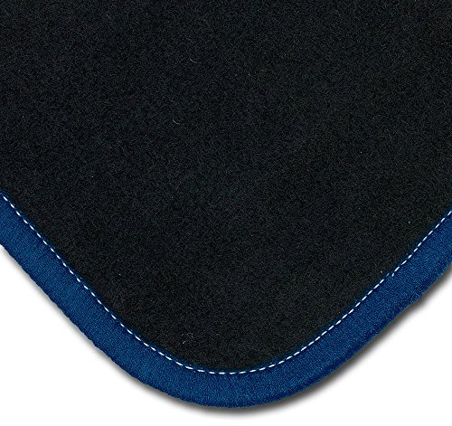 Bär-AfC Auto Fußmatten Classic passend für Opel Corsa Typ B 1993-2000, Autoteppiche Nadelvlies Schwarz, Rand Kettelung Dunkelblau, Set 4-teilig, OP02742