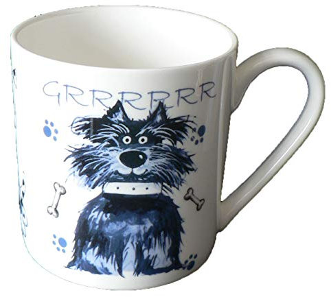Dog Pint Mug - Bone China Mug Decorated All Round with Different Blue Dogs