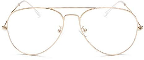 MIGOO Unisex Vintage Pilotenbrille Blaulichtfilter Metall Rahmen Retro Brillenfassungen Lesung Gläser Dekor Mode Geek/Nerd Brille