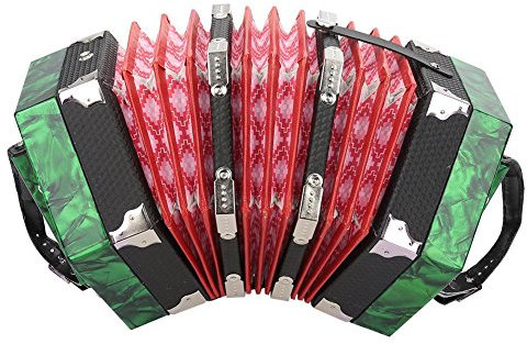 Verrückter Verkauf Professionelles 20 Tasten Akkordeon Konzertina Musikinstrument Zubehör, leicht zu erlernen zu Spielen(Grün)