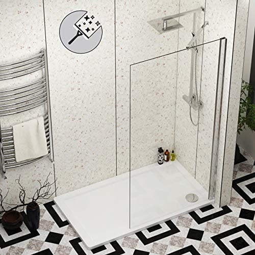 1200 x 800mm Walk in Shower Enclosure with Pearlstone Tray - 760mm Wet Room Shower Screen Easy Clean Glass