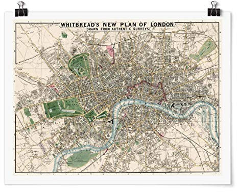 Bilderwelten Poster - Vintage Stadtplan London - Querformat 3:4 Matt 60 x 80cm