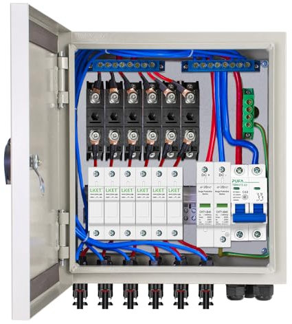 ECO-WORTHY 6-Saitige PV-Kombinationsbox & 63 A Leitungsschutzschalter für Solarpanel-Gitter und Netzunabhängiges Solarstromsystem
