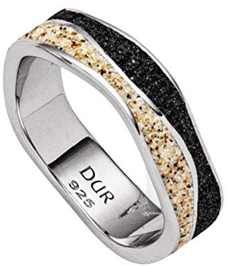 DUR Damen RingWelle Sand/Lavasand aus 925er Silber Größe 52 (16.6) R5591.52, 52 (16.6)