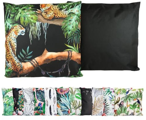 JACK Outdoor Lounge Kissen 45x45cm Motiv Dekokissen inkl. Füllung Wasserfest Sitzkissen Garten Stuhl, Farbe:Leoparden