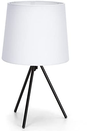 Aigostar - Lampe de Table Minimaliste, Culot fin E14, Lampe de Chevet Décorative avec une Base Métallique à 3 Pieds et Abat-jour Blanc, Idéale Décoration Chambre Salon