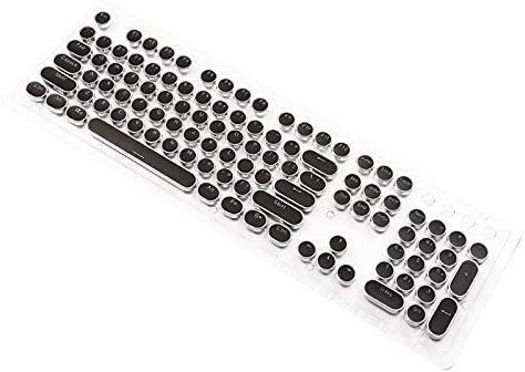 B Blesiya Round Keycaps Double Shot PBT Keycap Set with Translucent Layer Gaming Keyboard Retro Punk Typewriter-Style - black