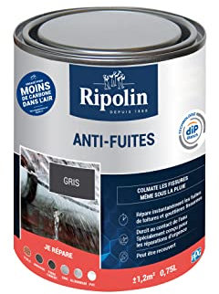 RIPOLIN - Revêtement Anti-Fuites Multi-Supports - Surfaces Extérieures Non Circulables - Gris - 0,75 Litre