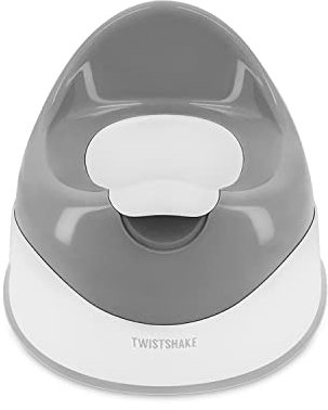 Twistshake Pot pour bébé antidérapant | Léger - Portable - Facile à nettoyer | siège de toilette bébé | Pot d'entraînement pour enfants | Conception ergonomique | Loo pour les nourrissons | Blanc Gris