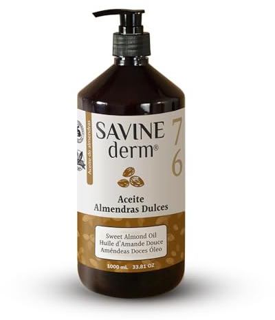 Aceite de Almendras Dulces 100% Natural 1L – Hidratante Corporal y Facial – Antiestrías y Masajes – Rico en Vitamina E – Formato Profesional – SAVINE DERM