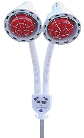 kangten WäRmelampe, 275W Einstellbar Infrarotlampe Doppelkopf Strahler 360 Grad Teleskoprohr Therapielampe Schönheit Lampe für Schönheitssalon Wohnzimmer