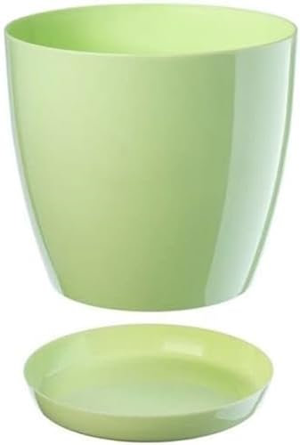 B2C Plant Pot Flower 20 Colours 9 sizes Gloss Plastic Plant Pots Planter Saucer Tray Deco (28 cm/ 11 inch, Pastel Green)
