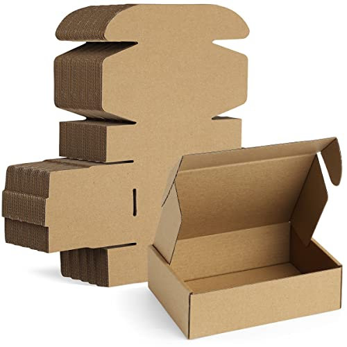 Famagic 7x5x2 Small Mailing Boxes - 25 Pack Brown Shipping Boxes for Small Business, Corrugated Cardboard Mailer Boxes for Packaging, Bulk