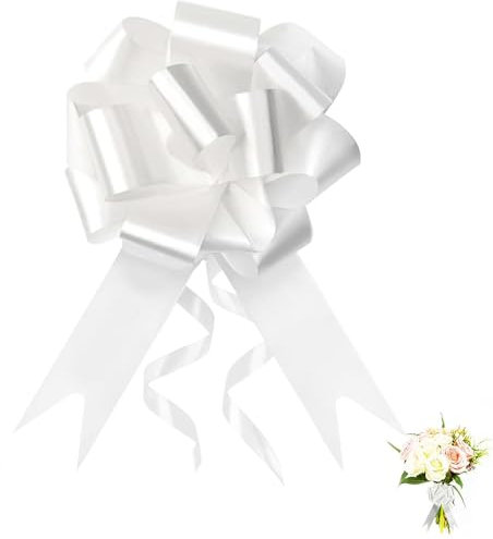 Dantolo Fiocchi Regalo Grandi,100 Pezzi Archi da Regalo Fiocchi,Matrimonio Coccarde Fiocco per Fiocchi Matrimonio per Mazzi di Cesti per Auto per Feste di Natale e Matrimoni Fioristi (Bianche)