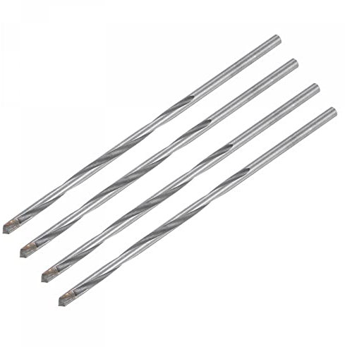 sourcing map 4mm Cutting Dia Cemented Carbide Twist Extra Long Drill Bit with Round Straight Shank for Hardened Steel Stainless Steel, 120mm Length 4 Pcs