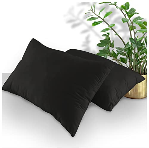 GC GAVENO CAVAILIA Housewife Pillowcases 2 Pack, Breathable Standard Pillow Cases, Plain Pillow Covers With Envelop Closure, Black, 708759, 74 x 48 cm