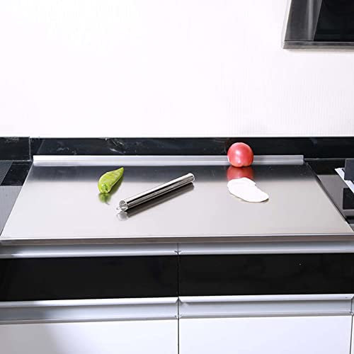 KLOSEKAKA66 Plan De Travail Pour Cuisine Bar Restaurant Planche pizza, à découper en acier inoxydable anti-moisissure, sans BPA (15.7x20in(40x50cm),Thick:1.5mm)