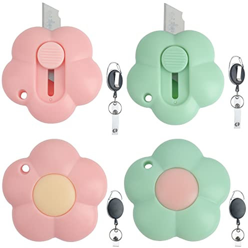 Roellgs 4 set di taglierina per lettere mini termoretraibile apriscatole mini apriscatole di sicurezza con clip chiave facile da appendere