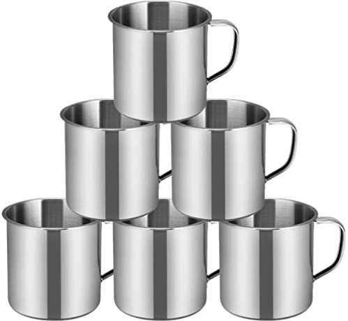 Operitacx 6 Stück Edelstahlbecher Unzerbrechliche Tassen Für Kinder Camping Kaffeetassen Mit Henkel Espressotassen Metall Schnapsgläser Teebecher Tasse Für Outdoor-Events Picknicks Partys –