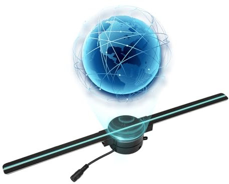 Ventilatore con ologramma 3D, 41,9 cm, WiFi 3D, proiettore pubblicitario con 224 perline luminose a LED, video proiettore olografico per negozi, bar, casinò, feste, Natale