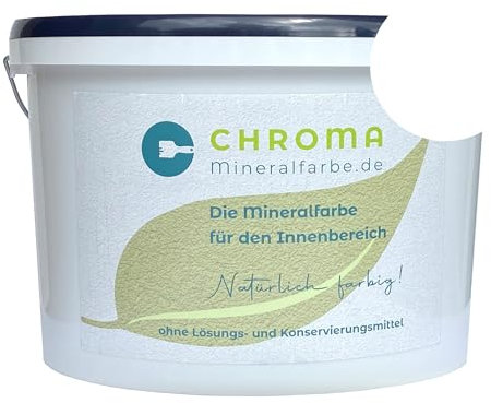 CHROMA Mineralfarbe für den Innenbereich | Langlebige Silikatfarbe | Scheuerbeständig und allergikergeeignet | Wandfarbe gegen Schimmel | Hochdeckend und ergiebig