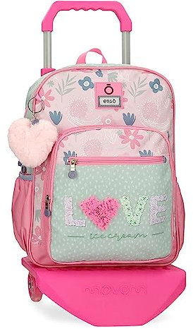 Enso Love Ice Cream Schulrucksack mit Trolley, Grün, 30 x 38 x 12 cm, Polyester, 13,68 l, grün, Talla única, Schulrucksack mit Trolley