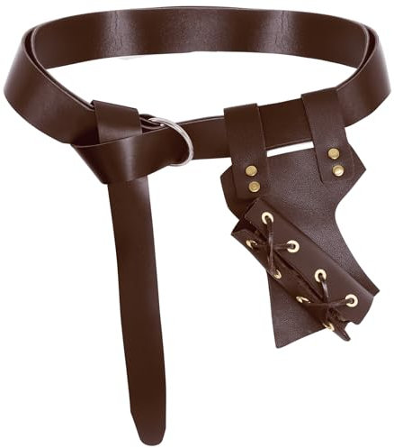 Medieval Belt Sword Dagger Frog Sword Holster for Halloween Renaissance Knight Pirate Viking Warrior Costume Accessories, Coffee, One size