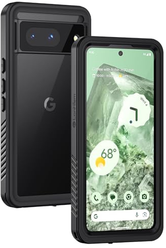 Lanhiem Pixel 8 Case, IP68 Waterproof Dustproof Shockproof Case [NOT for Pixel 8 Pro] with Built-in Screen Protector, Full Body Rugged Protective Cover for Google Pixel 8, Black/Clear