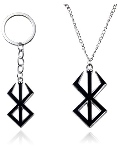 ZoCKZ Berserk-Symbol-Halskette, der verrückte Krieger der nordischen Wikinger-Mythologie, Schlüsselanhänger, Modeschmuck (2 Stück), Schwarz, Zink, Kein edelstein