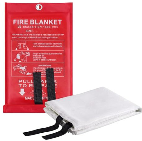 GEDOX Couvertures De Sécurité Incendie, Couverture Anti Feu Urgence, Couvertures Anti-feu pour Étouffer Un Incendie De Cuisine, Couverture Ignifuge De 1 X 1 M, Couverture D'extinction D'incendie pour