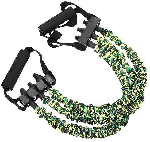 POPETPOP Fitness Widerstandsband Mit Griff Camouflage Geeignet Für Muskeltraining Rehabilitation Und Yoga Langlebig Und Kompakt Mit Starkem Karabiner Und Komfortablem Griff