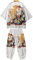 DOSLAVIDA Japanischer Kimono-Cardigan für Herren, chinesischer Stil, bedruckte Jacke, Hose, Set, vorne offen, sieben Ärmel, Oberteil und Shorts, Größe S, 02-gelb