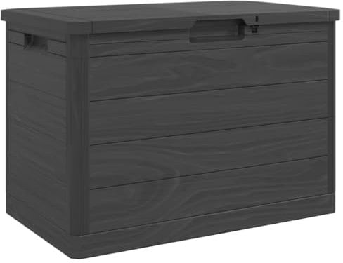 VidaXL Baúl para Cojines de Jardín - Polipropileno Gris Antracita 77,5x44,5x53 cm - Contenedor y Caja de Almacenaje