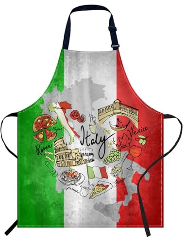oFloral 004 Schürze für Damen und Herren, Italienische Retro-Flagge, 27 X 31 Inch