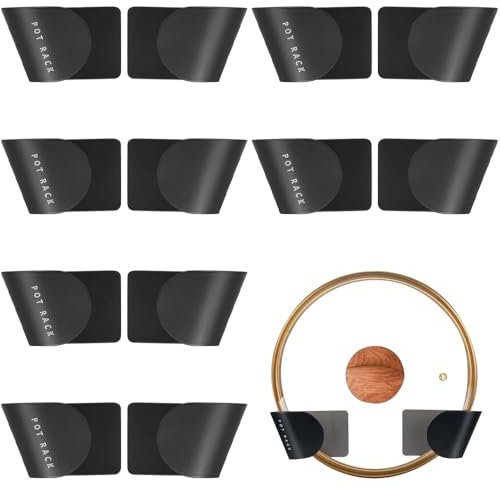 Pot Lid Holder, 6 Pairs Pan Lid Holder Hanging Pot Lid Organization Lovers Pot Lid Storage Organizer Adjustable Hanging Pan Cover Organizer for Home Kitchen (Black)