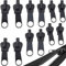 Kit Sostituzione Cursori Cerniera - 12 pz Cursore Cerniera Ricambio Nero per Giacche, Cappotti, Valigie - Facile Riparazione Istantanea senza Attrezzi Aggiuntivi