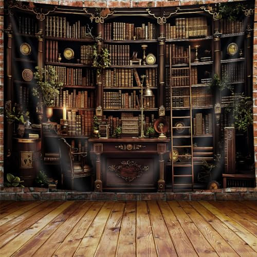 VEIKIKE Wandteppich im Vintage-Stil, Gothic-Bücherregal, Hexen-Bibliothek, Schlafzimmerdekoration mit colem Schwarzposter
