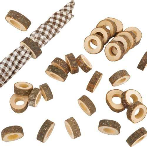 PH PandaHall 30 PCS Holz Serviettenringe Bauernhof Serviettenringe Serviettenhalter Herbst Rustikale Serviettenringe für Urlaub Party Thanksgiving Weihnachten Hochzeit Geschirr Tischdekoration, 55mm