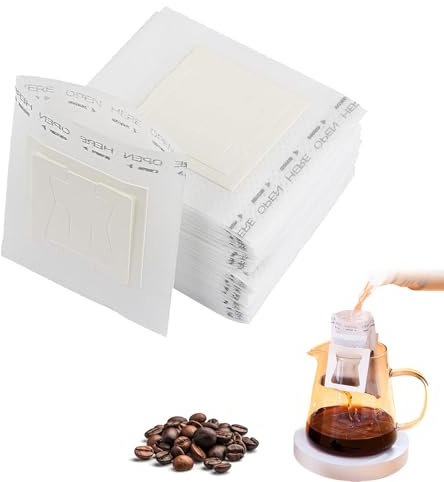 Kaffee Filter,30 Stück Drip Coffee Bag,Tragbare Kaffee Papier,Kaffeefilter Camping,Camping Kaffeefilter,Hängende Ohrtropf Kaffeebeutel für Meisten Tassen,Klappbar für Zuhause,Reisen,Camping,Büro(Weiß)
