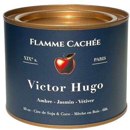 Flamme Cachée Paris Candle, Bibliothekskerze, Holzdochtkerze, die knistern, Soja- und Kokosnusskerze, romantische Kerzen für Date-Nacht, 60 Stunden Brenndauer, luxuriöses Geschenk von Flamme Cachée