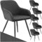 tectake® 6X Esszimmerstuhl, Sessel bequem mit Armlehne, Polsterstuhl, Cord Cocktailsessel, Loungesessel für Wohnzimmer, Esszimmer, Moderne Küchenstühle, Bürostuhl - anthrazit/schwarz
