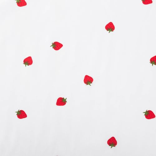 SCHÖNER LEBEN. Baumwollstoff Popeline Stoff Mini Erdbeeren weiß rot grün 1,45m Breite