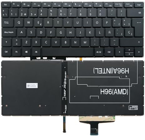 XINDIKBHUB Teclado de portátil para Huawei MateBook 13 WRT-W29 WRT-W19 VLR W09 W19 WRTB-WFH9L WAH9L WFE9L HN-W19R W19L WRTB-WFE9L VLT-W50 W60 9Z.NEWBN.00Q con retroiluminación Diseño en español