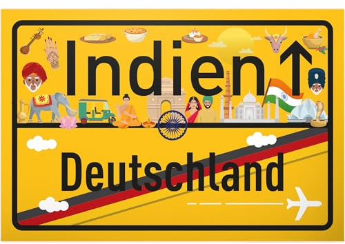 DankeDir! Indien Deutschland Ortsschild - Kunststoff Schild 30 x 20 cm - Geschenk Idee Gutschein Reise Urlaub Reisegutschein Männer & Frauen Geldgeschenk Abschiedskarte Geschenkidee Deko Karte